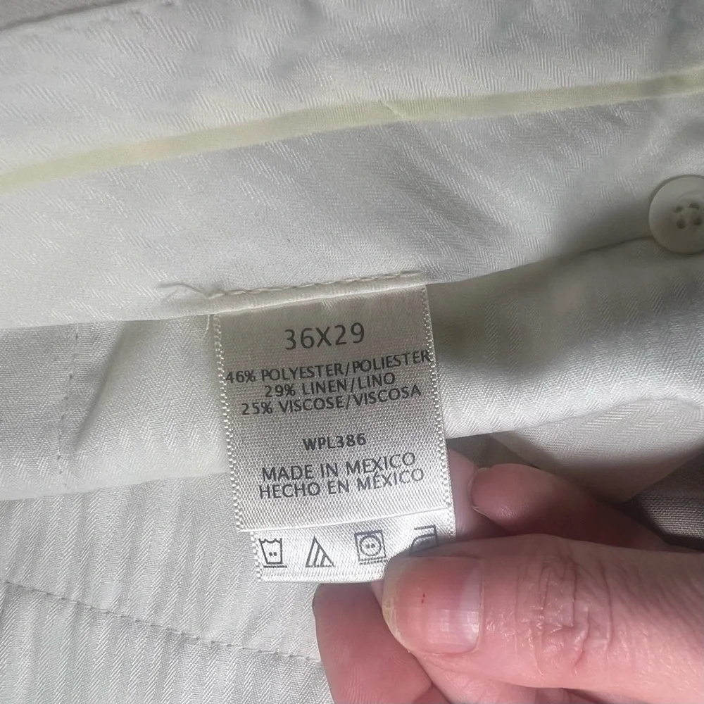 Kenneth Cole‎ Reaction Linen Pants Mens 36x26 Beige Dress Slacks Business Casual